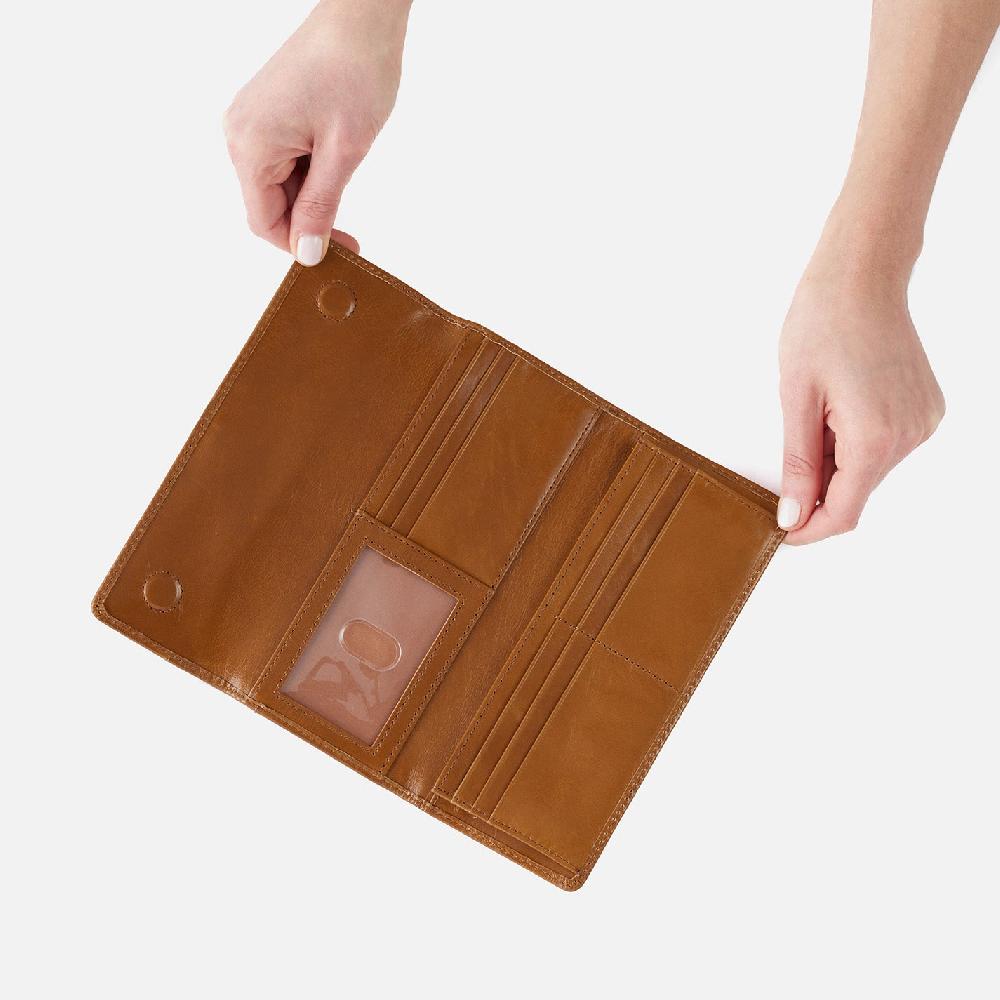 Hobo Jill Large Trifold Wallet Polished Leather| Truffle