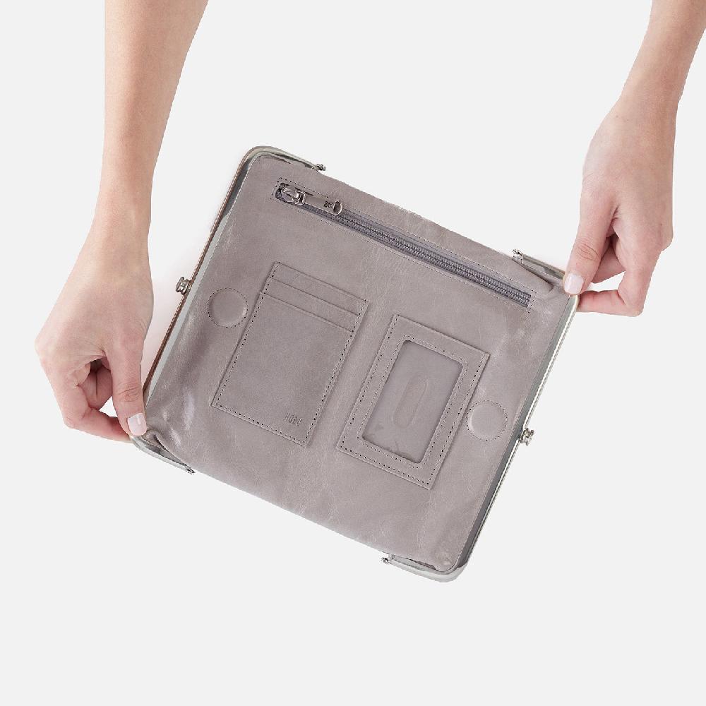 Hobo Lauren Clutch-Wallet Polished Leather| Light Grey