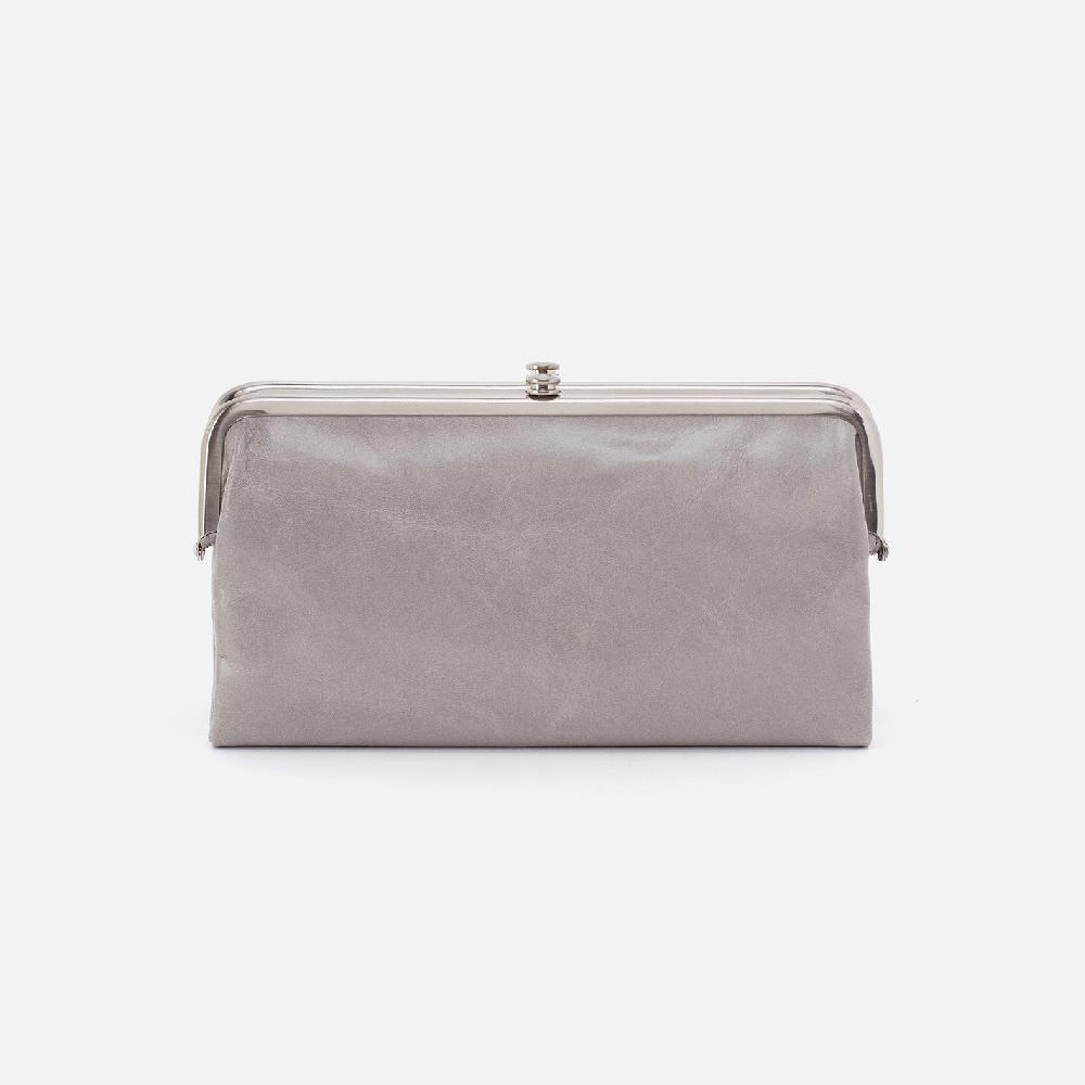 hobo Lauren Clutch-Wallet Polished Leather| Light Grey