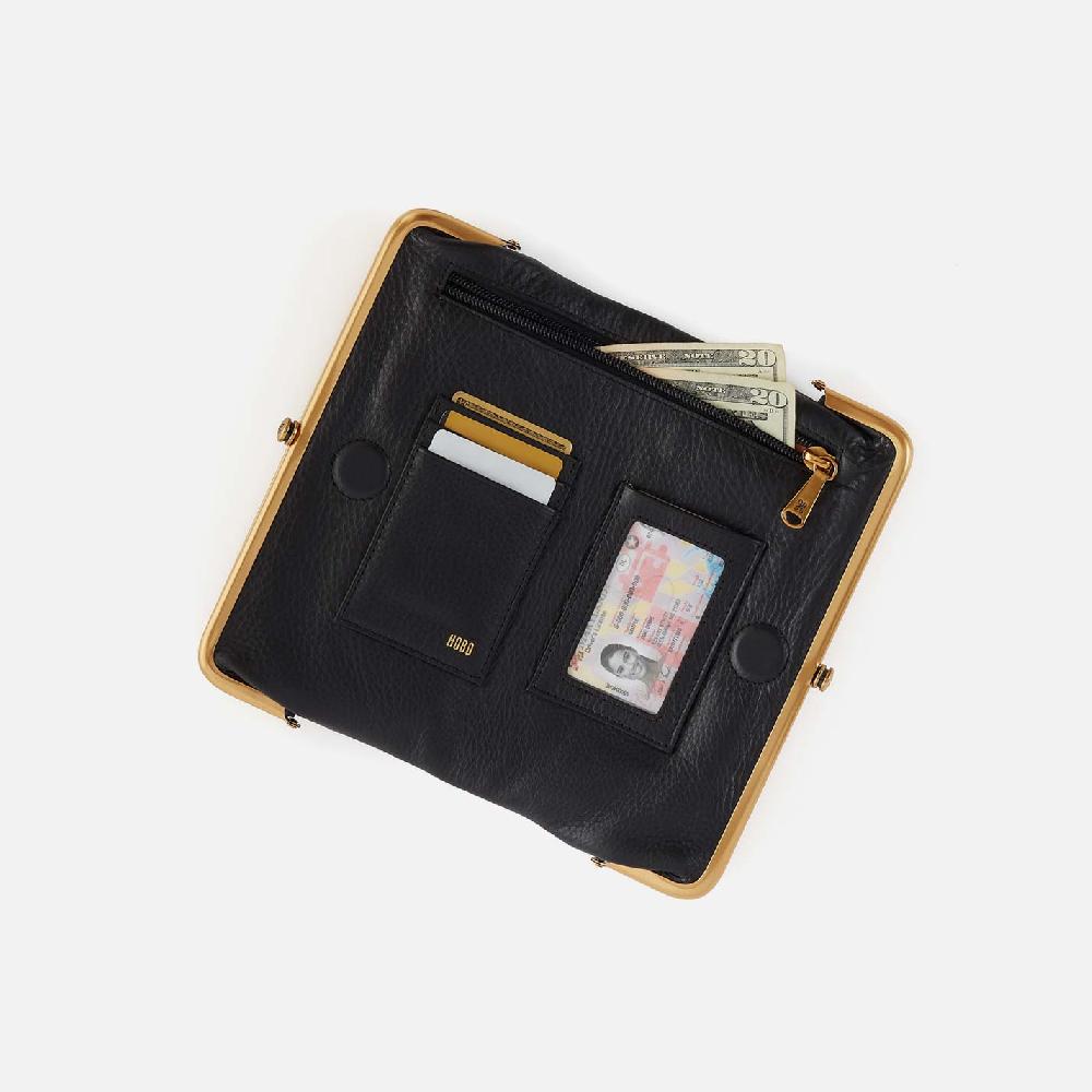 Hobo Lauren Clutch-Wallet Suede Leather| Black With Studs