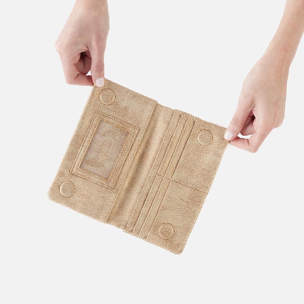 Hobo Lumen Continental Wallet Metallic Leather| Gold Leaf