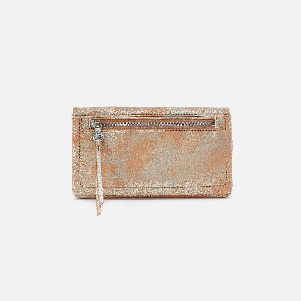hobo Lumen Continental Wallet Metallic Leather| Saddle Stardust