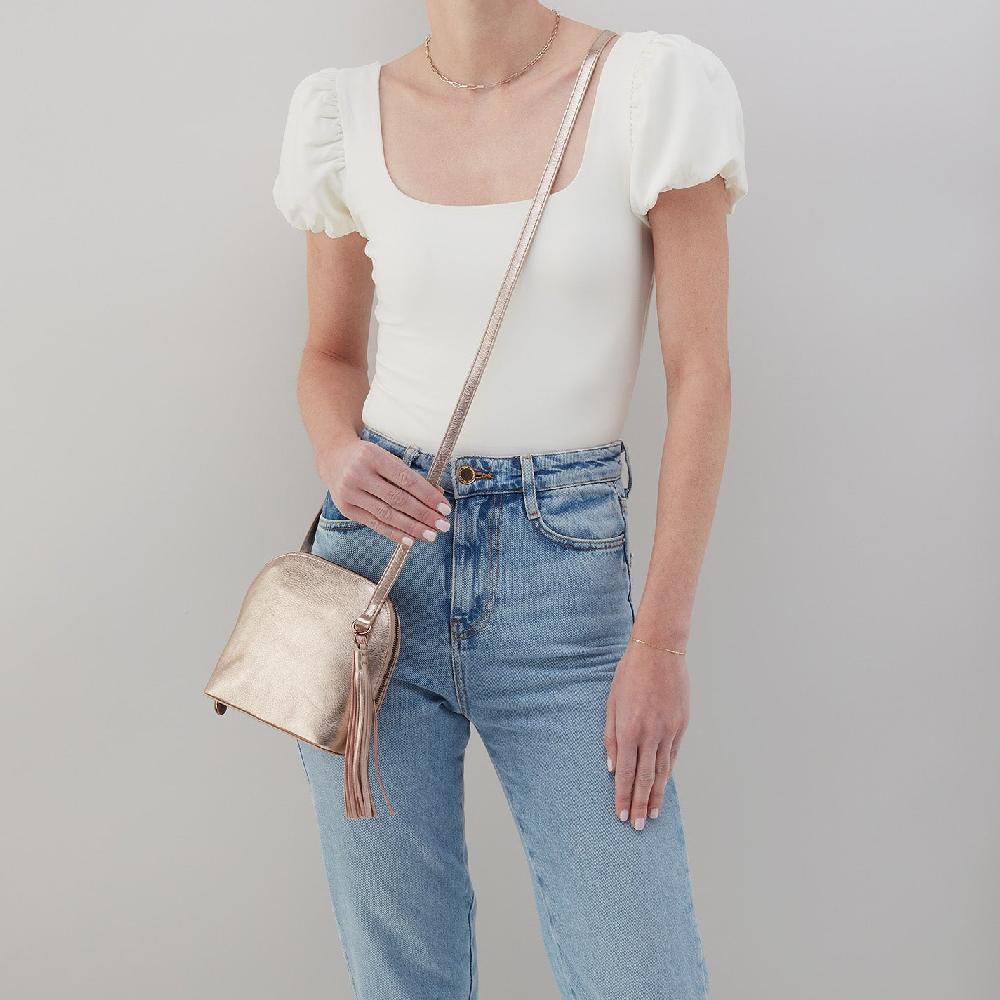 Hobo Nash Crossbody Metallic Leather| Pink Gold Metallic