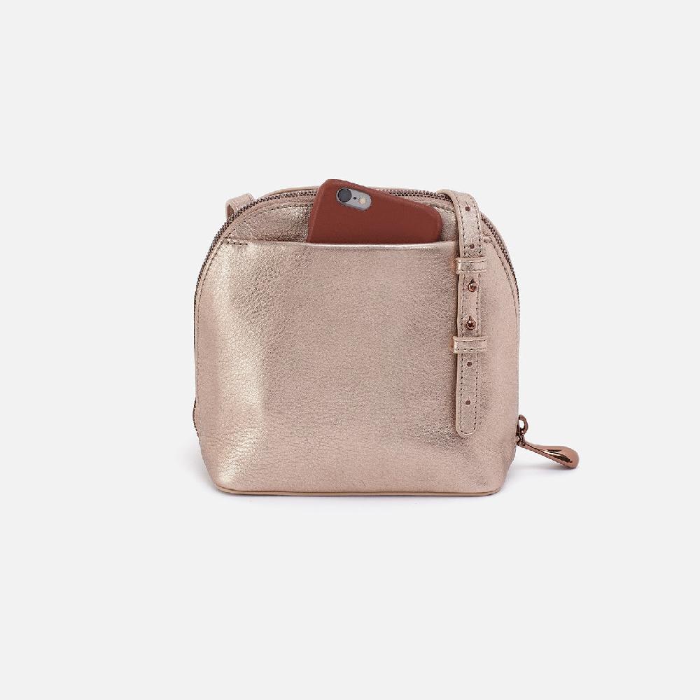 Hobo Nash Crossbody Metallic Leather| Pink Gold Metallic