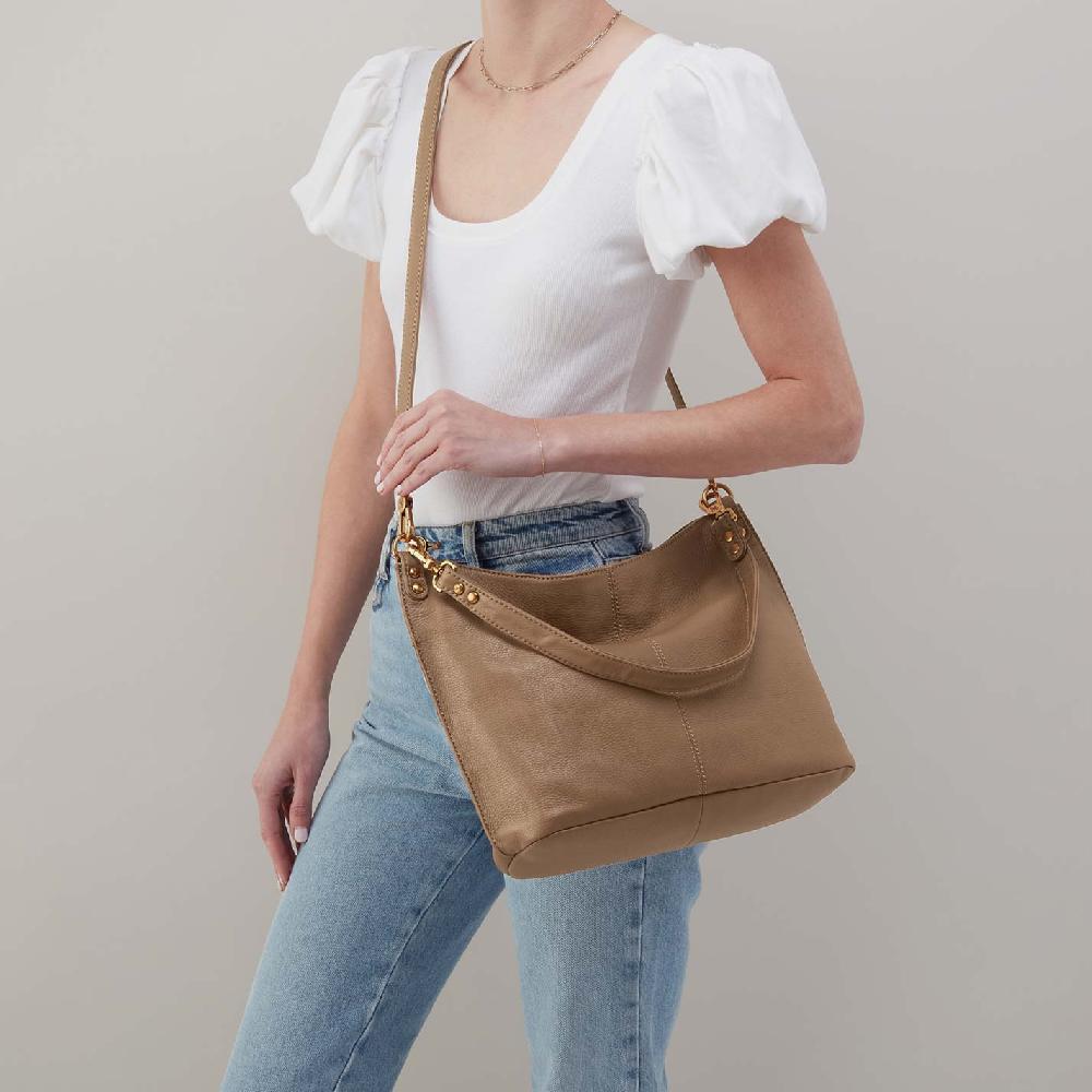 Hobo Pier Shoulder Bag Pebbled Leather| Cedar Sagebrush