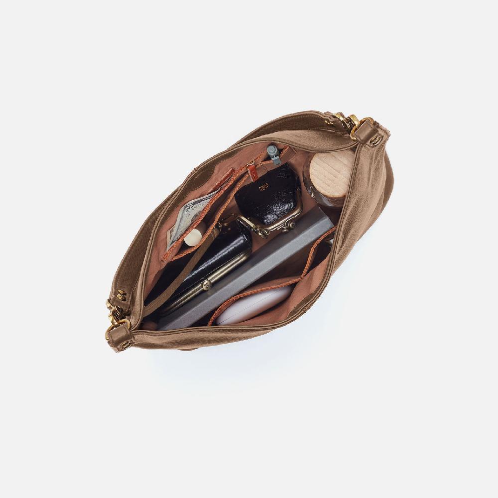 Hobo Pier Shoulder Bag Pebbled Leather| Cedar Sagebrush