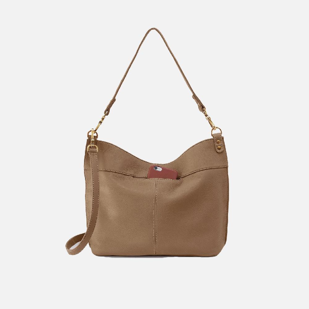Hobo Pier Shoulder Bag Pebbled Leather| Cedar Sagebrush