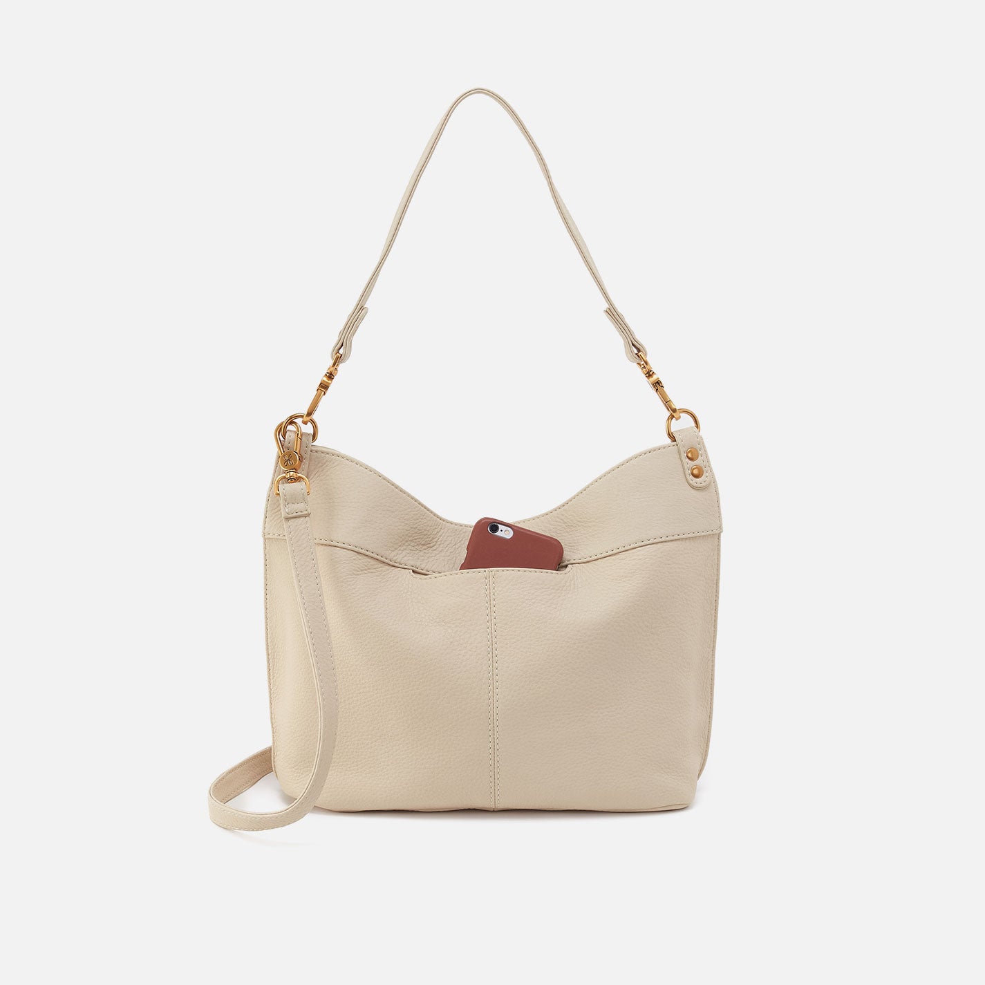Hobo Pier Shoulder Bag Pebbled Leather| Embroidered Birch