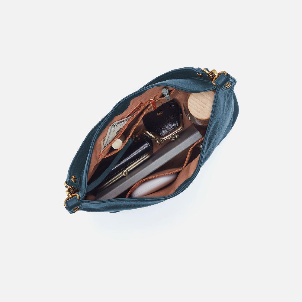 Hobo Pier Shoulder Bag Pebbled Leather| Peacock Feather