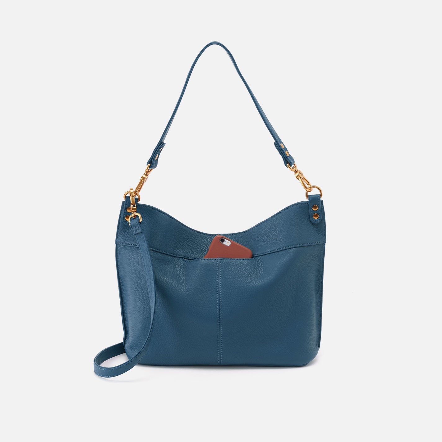 Hobo Pier Shoulder Bag Pebbled Leather| Peacock Feather
