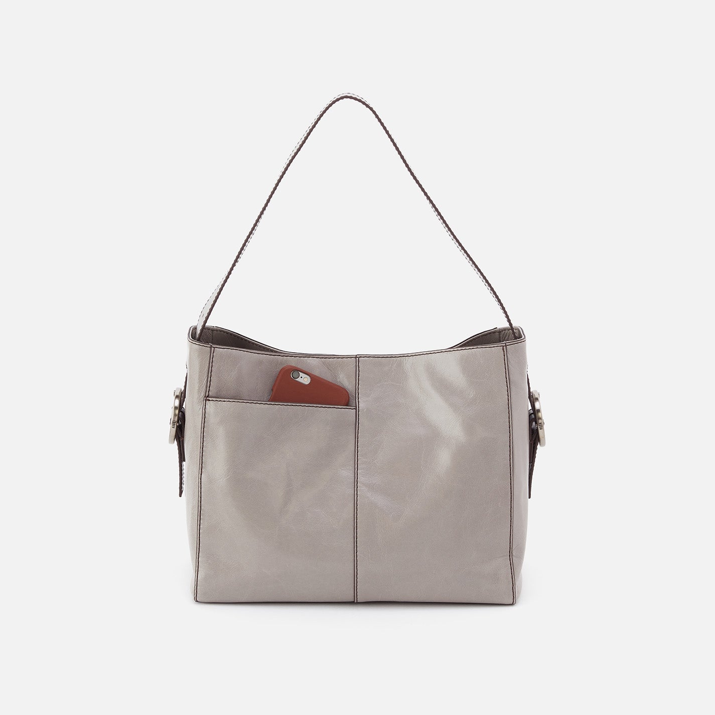Hobo Render Shoulder Bag Polished Leather| Light Grey