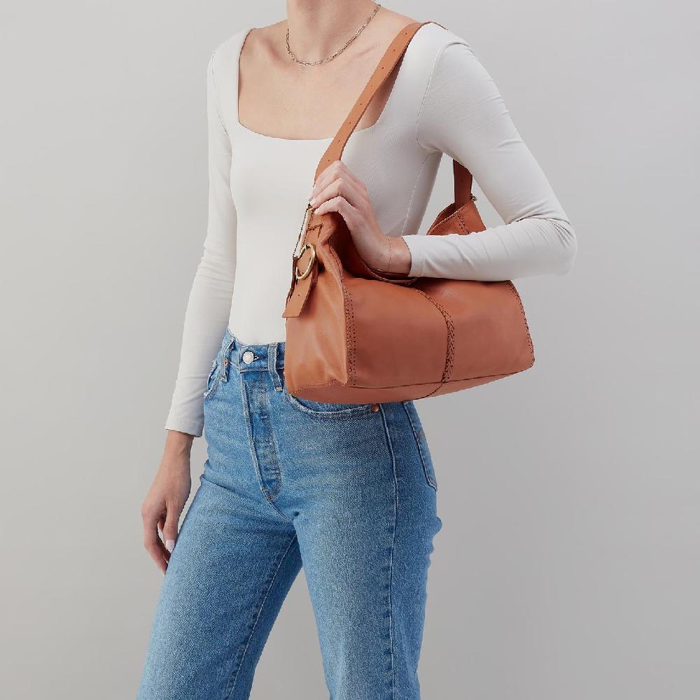 hobo Render Shoulder Bag Washed Leather| Harvest Wheat