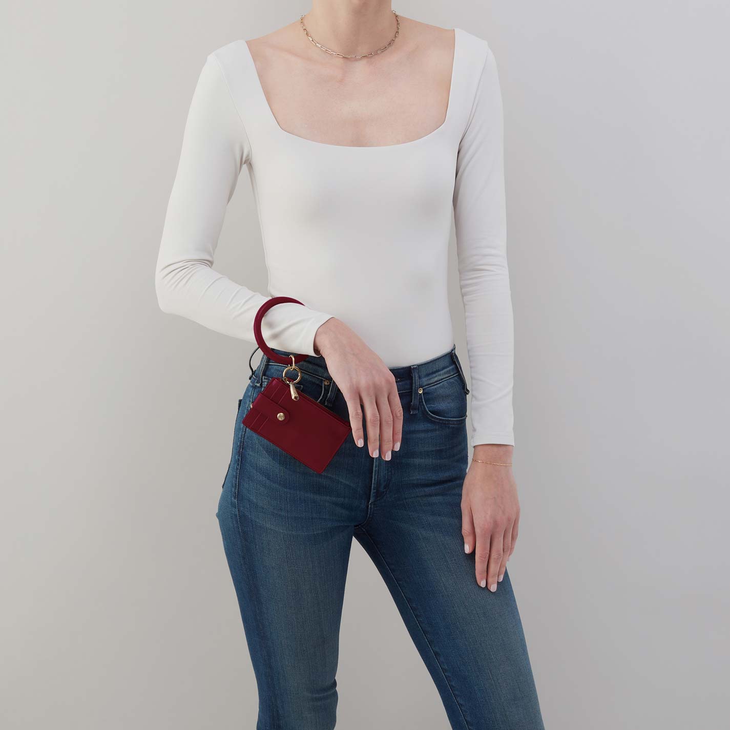 Hobo Ring Credit Card Wristlet Polished Leather| Saddleberry