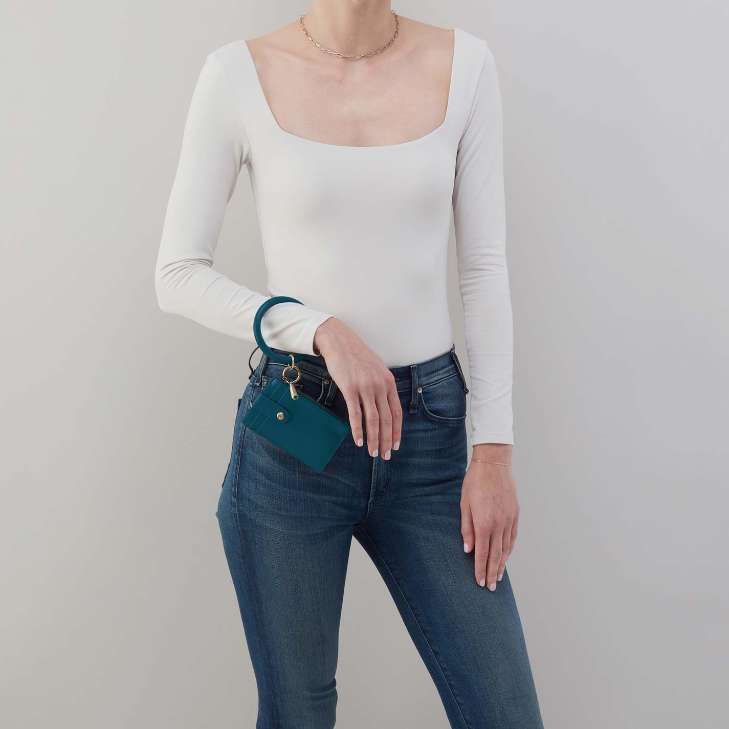 Hobo Ring Credit Card Wristlet Polished Leather| Wild Bluegrass