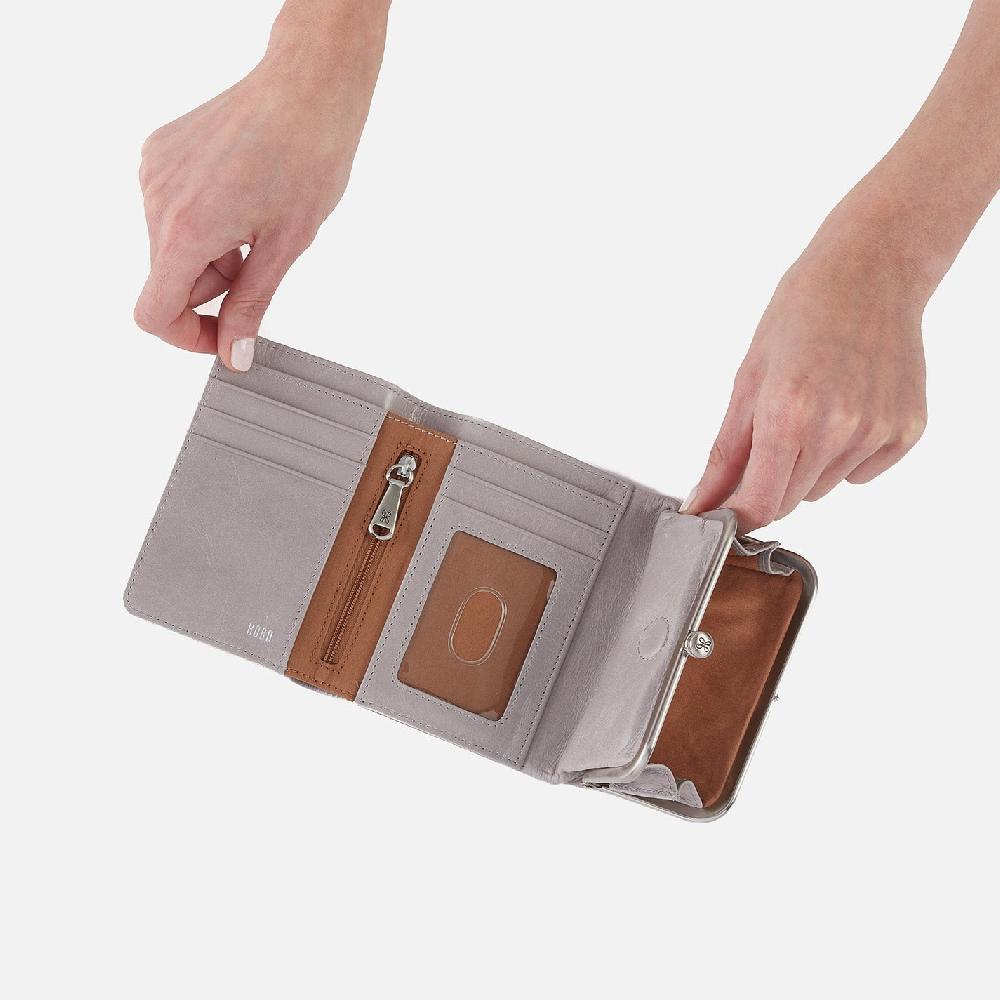 Hobo Robin Compact Wallet Polished Leather| Light Grey