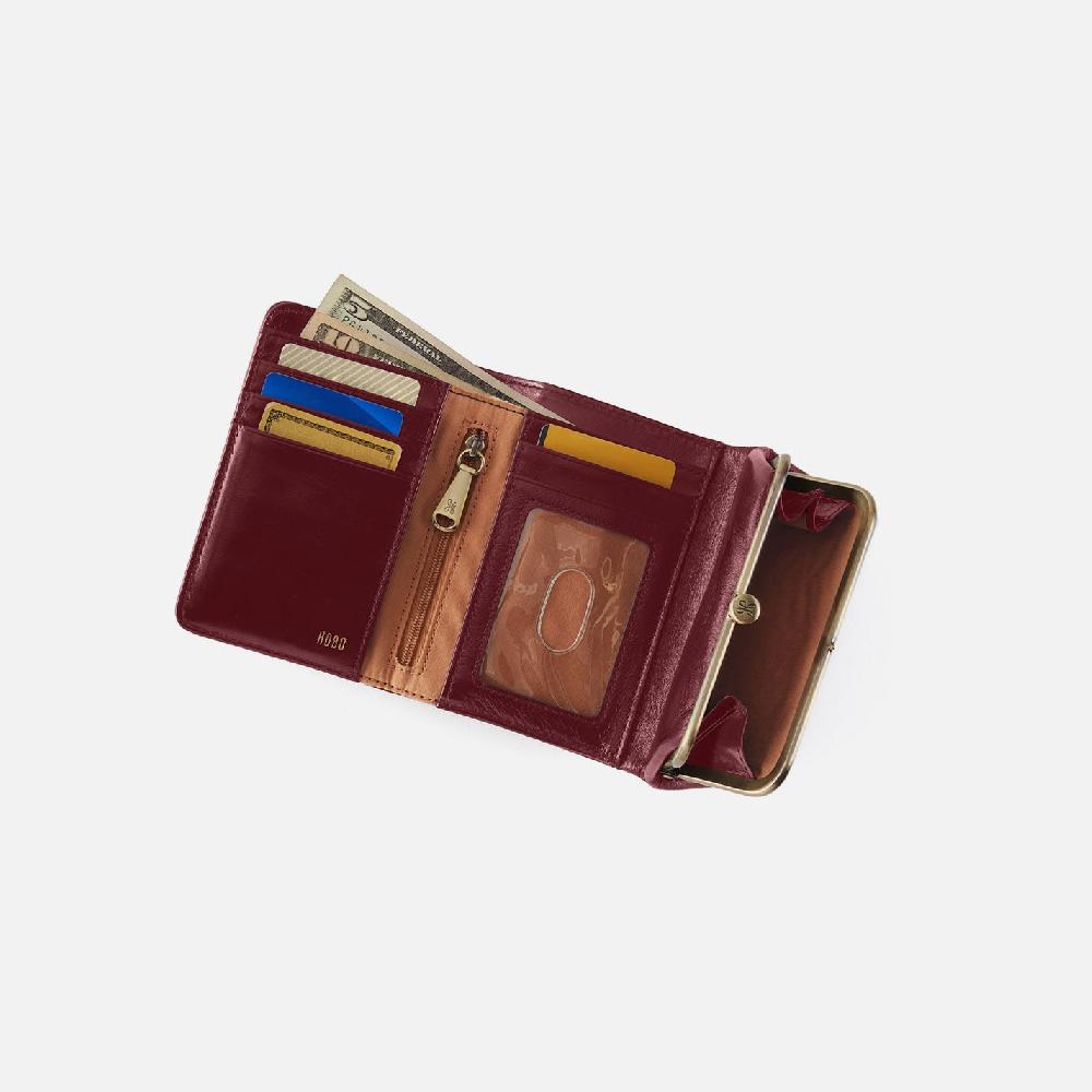 Hobo Robin Compact Wallet Polished Leather| Saddleberry