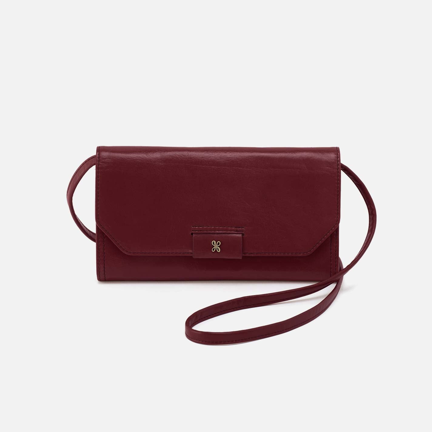 hobo Romy Wallet Crossbody Polished Leather| Saddleberry