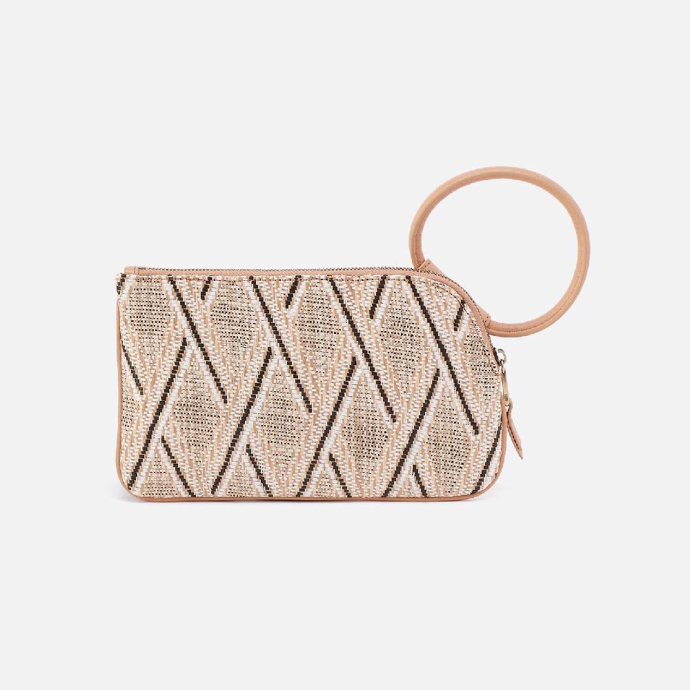 Hobo Sable Wristlet Multi Weave With Leather Trim| Cream Raffia