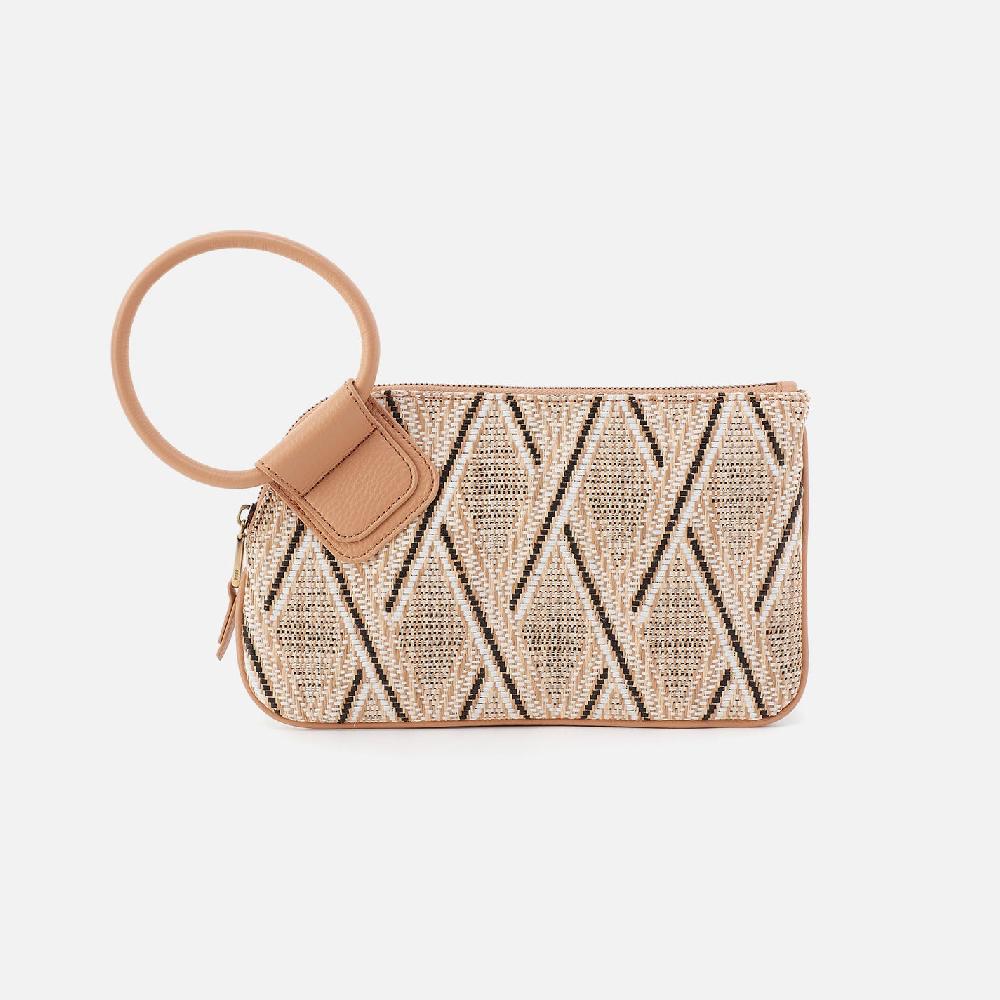 hobo Sable Wristlet Multi Weave with Leather Trim| Cream Raffia
