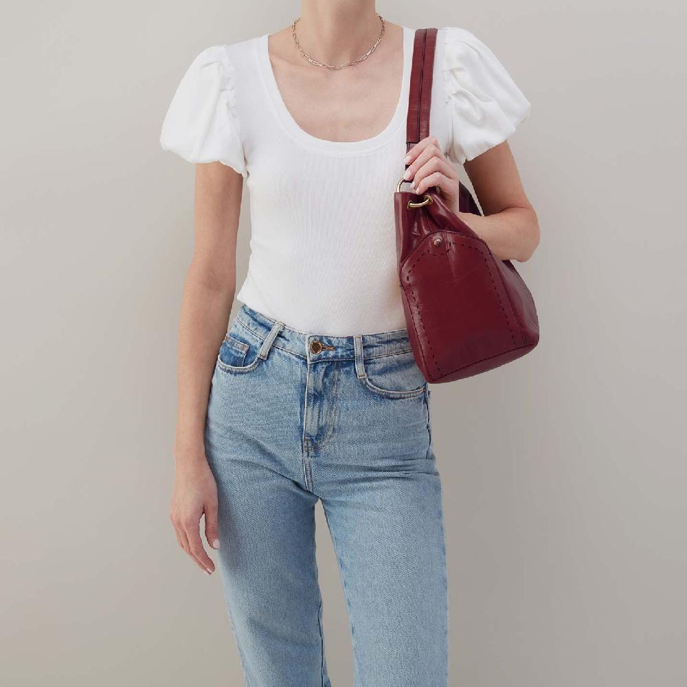 Hobo Seneca Shoulder Bag Polished Leather| Saddleberry