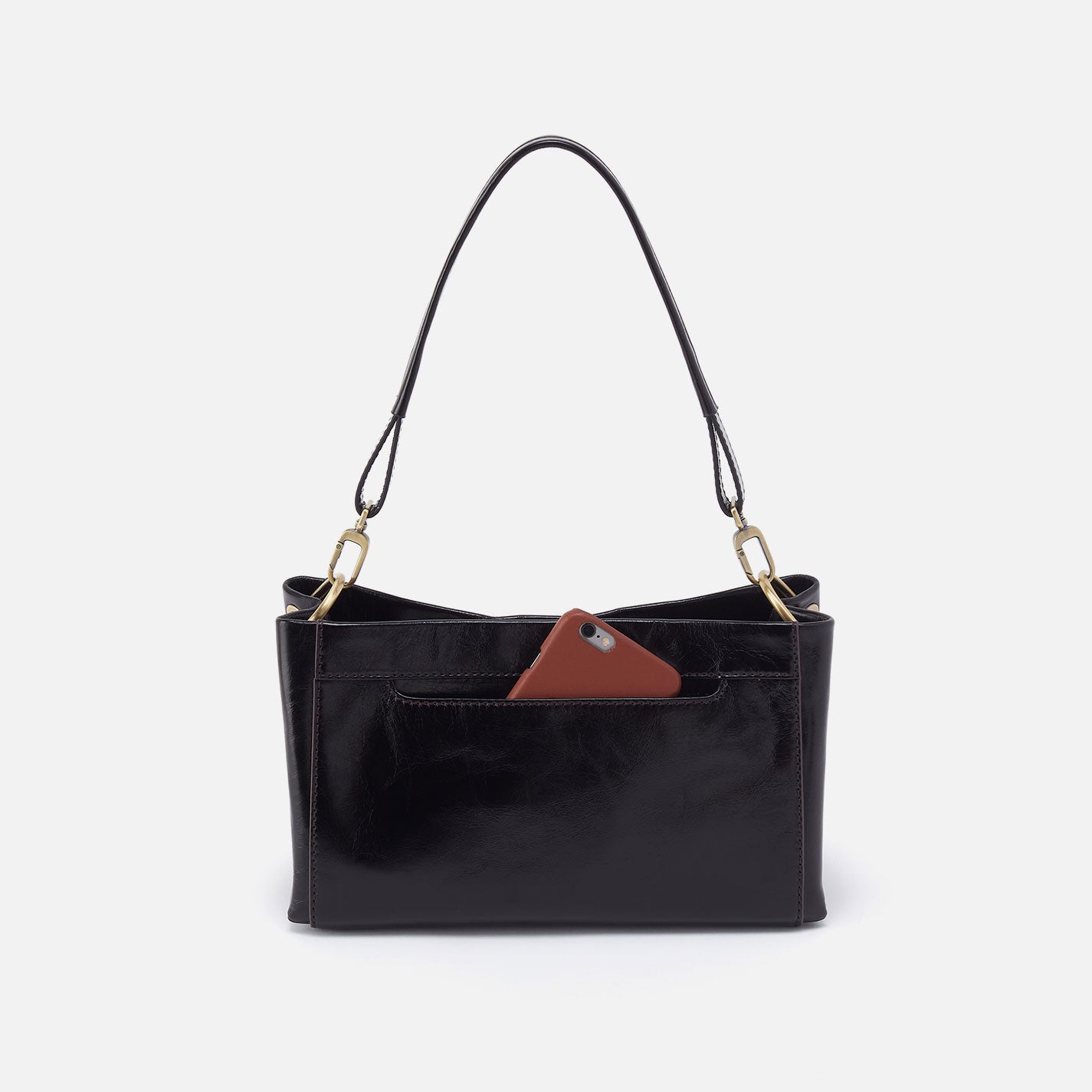 Hobo Seneca Shoulder Crossbody Polished Leather| Black