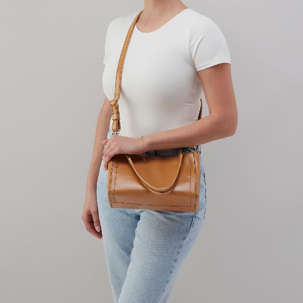 Hobo Seneca Shoulder Crossbody Polished Leather| Natural