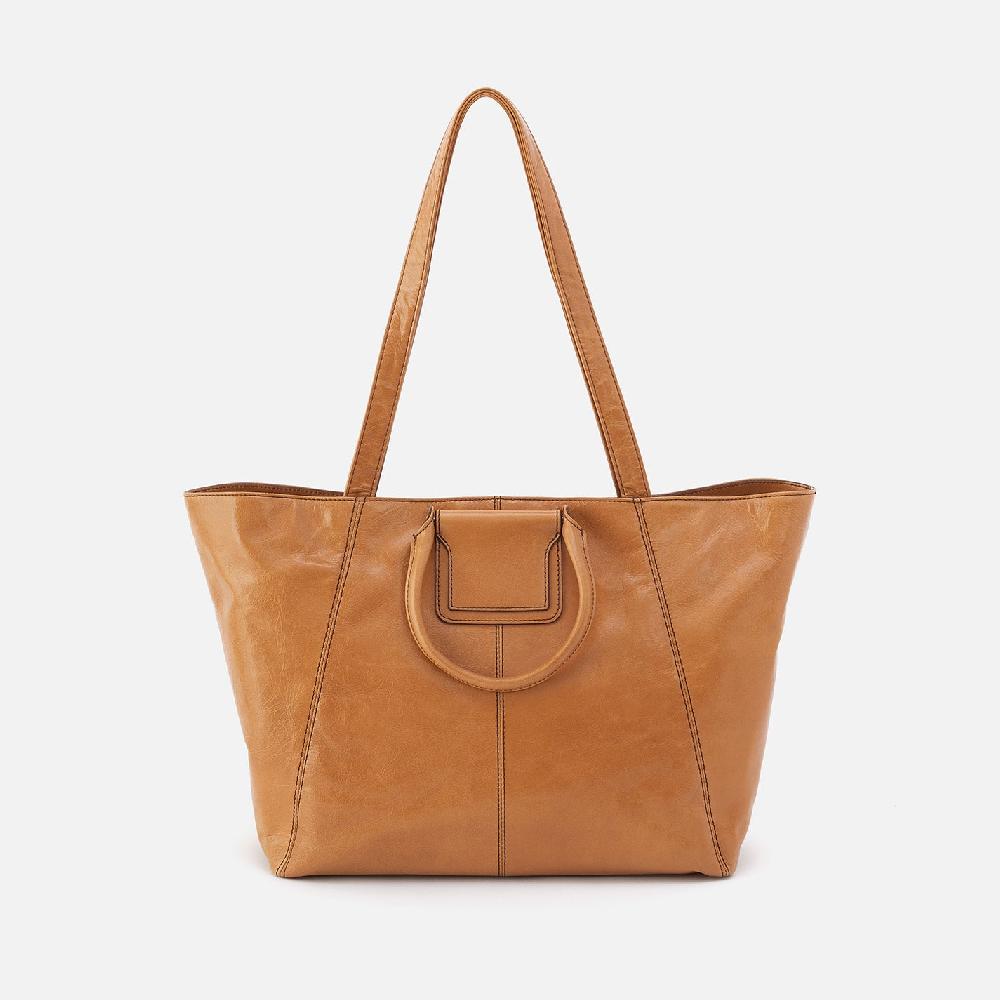 hobo Sheila East-West Tote Polished Leather| Natural