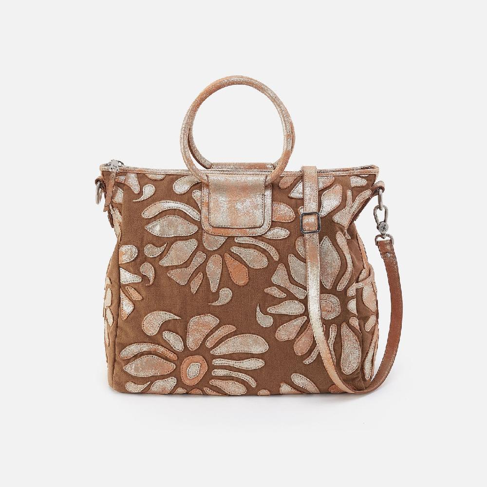 hobo Sheila Large Satchel Canvas| Saddle Stardust Overlay