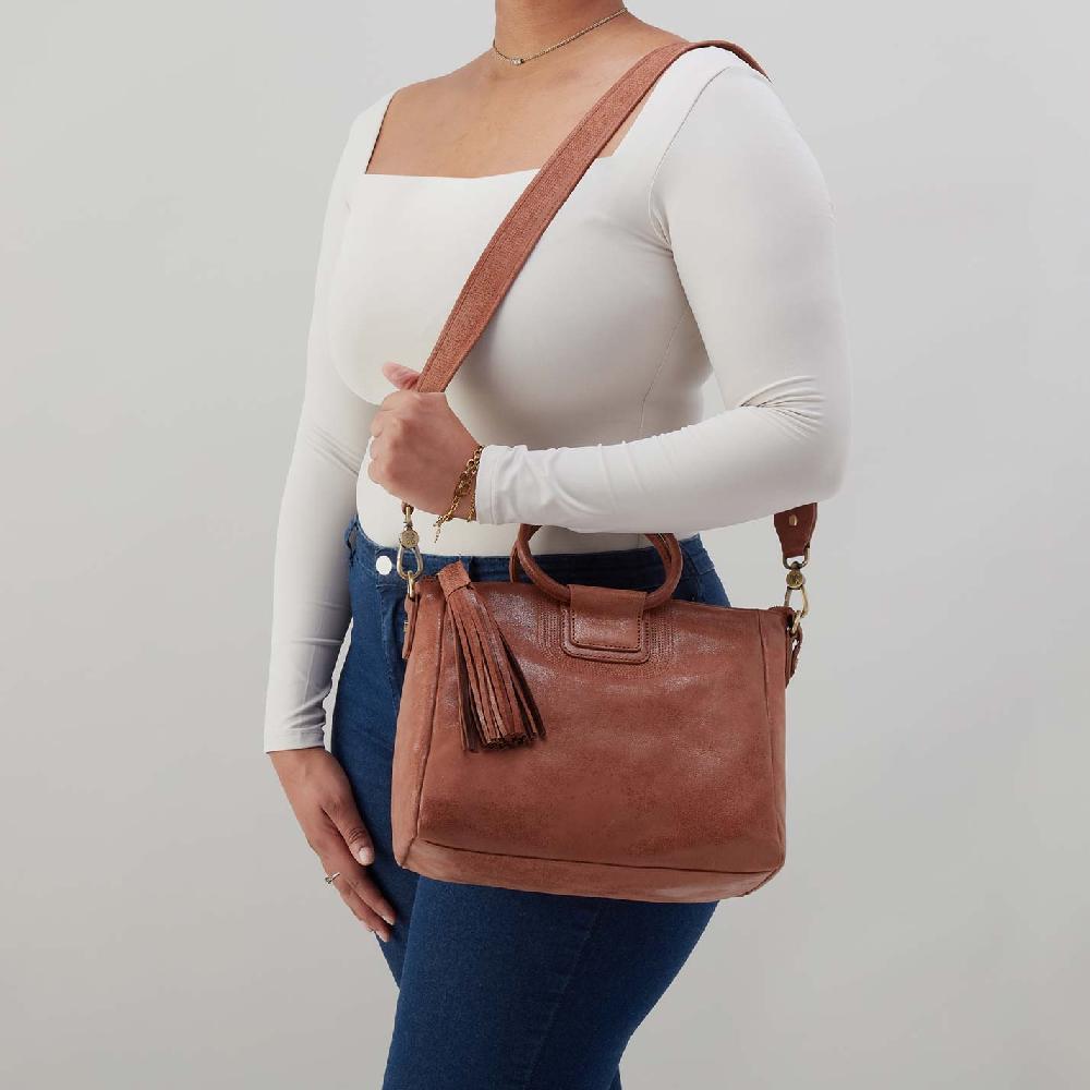 Hobo Sheila Medium Satchel Buffed Leather| Burnished Saddle
