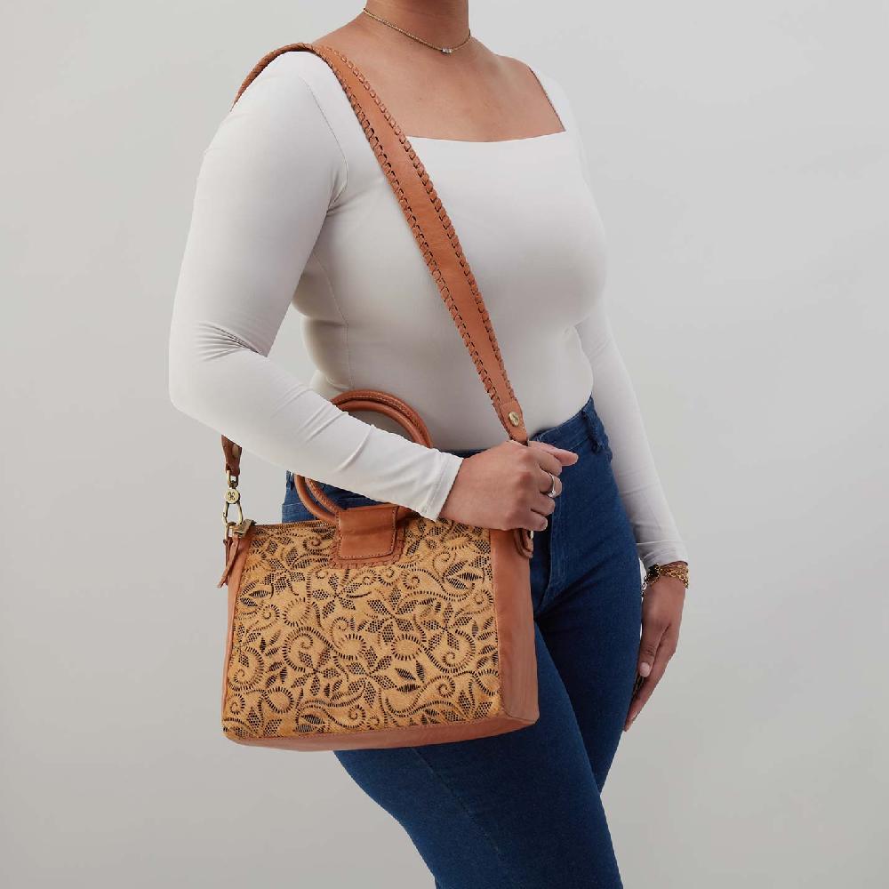 Hobo Sheila Medium Satchel Hair-On Leather| Harvest Wheat Hair-On