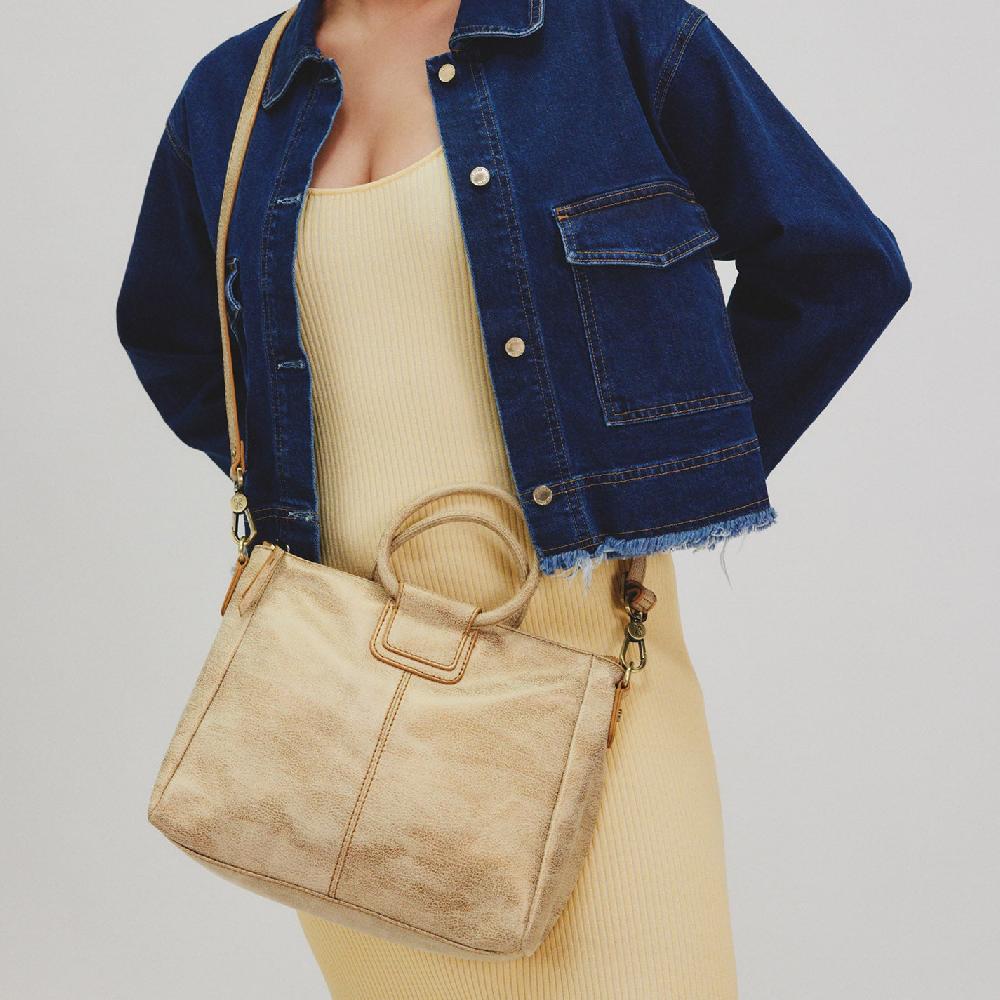 Hobo Sheila Medium Satchel Metallic Leather| Gold Leaf