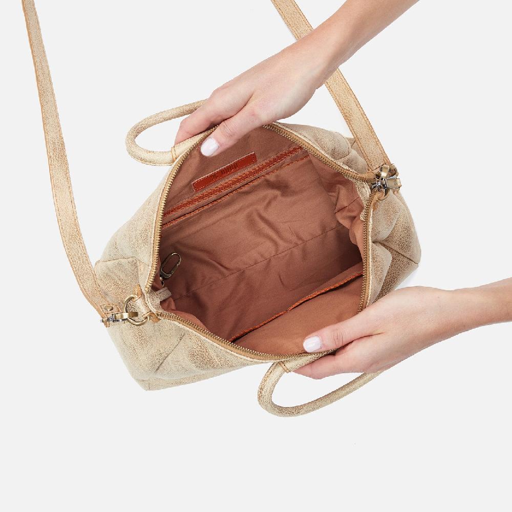 Hobo Sheila Medium Satchel Metallic Leather| Gold Leaf