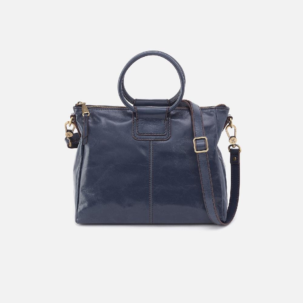 hobo Sheila Medium Satchel Polished Leather| Blue Stone