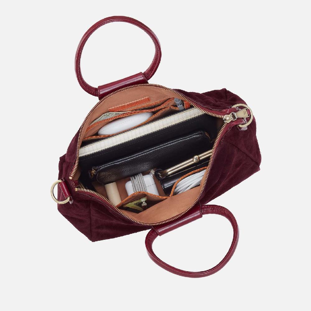 Hobo Sheila Medium Satchel Suede Leather| Prairie Garnet