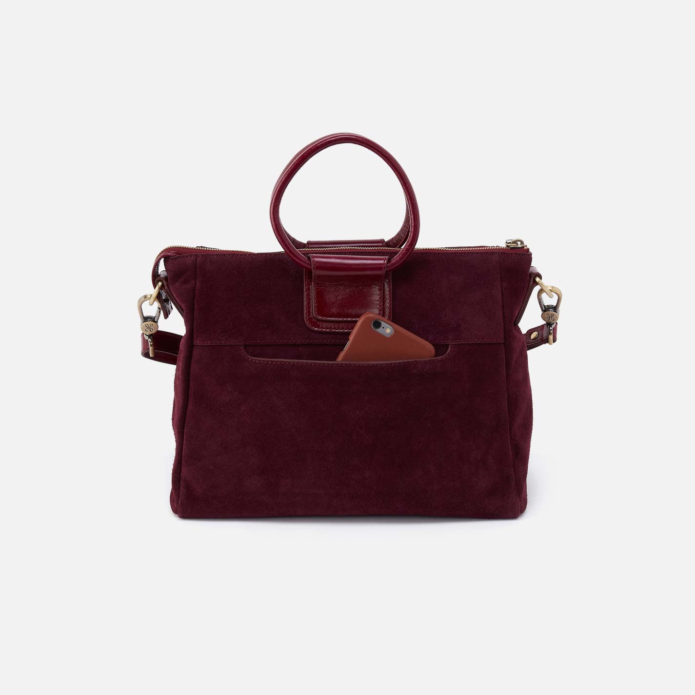 Hobo Sheila Medium Satchel Suede Leather| Prairie Garnet