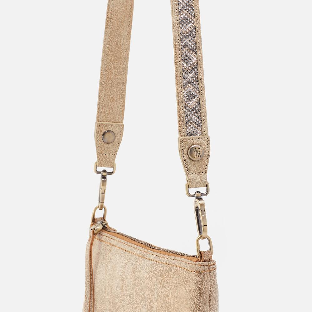 Hobo Skinny Beaded Strap Metallic Leather| Gold Leaf