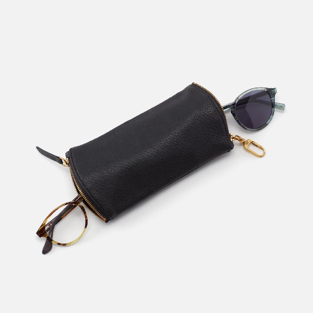 Hobo Spark Double Eyeglass Case Pebbled Leather| Black