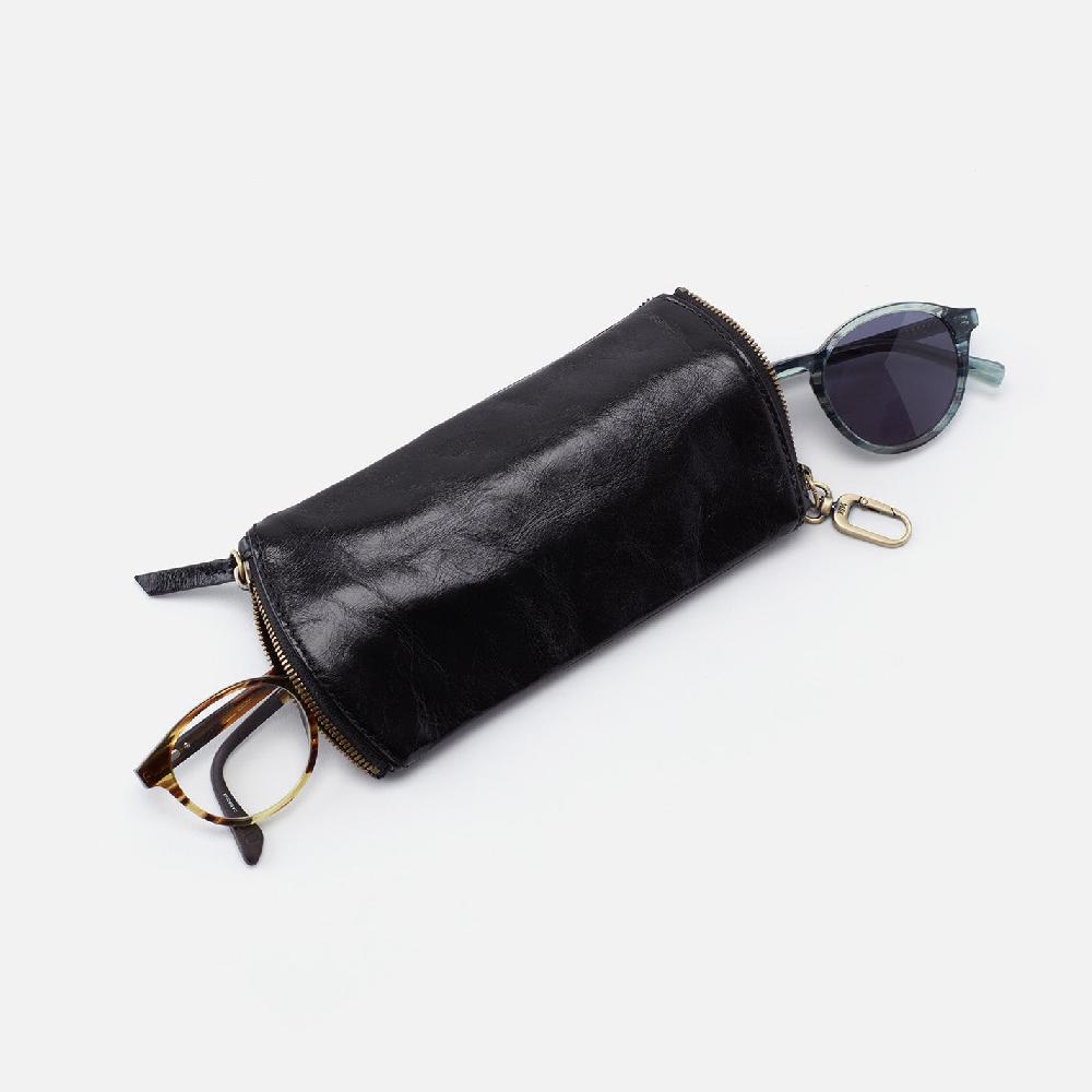 Hobo Spark Double Eyeglass Case Polished Leather| Black