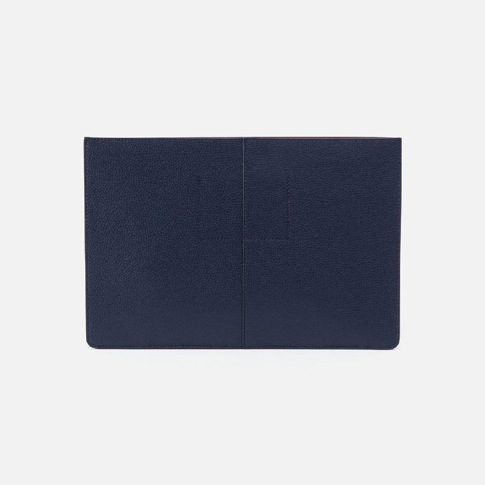 Hobo Vida Laptop Sleeve Micro Pebbled Leather| Mood Indigo