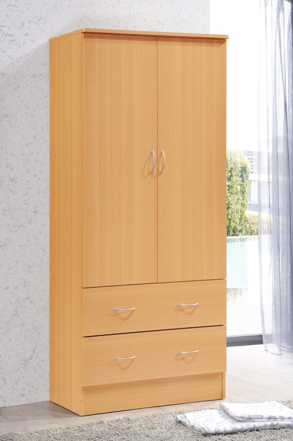 Hodedah Hodedah 2-Door Armoire With 2-Drawers And Clothing Rod