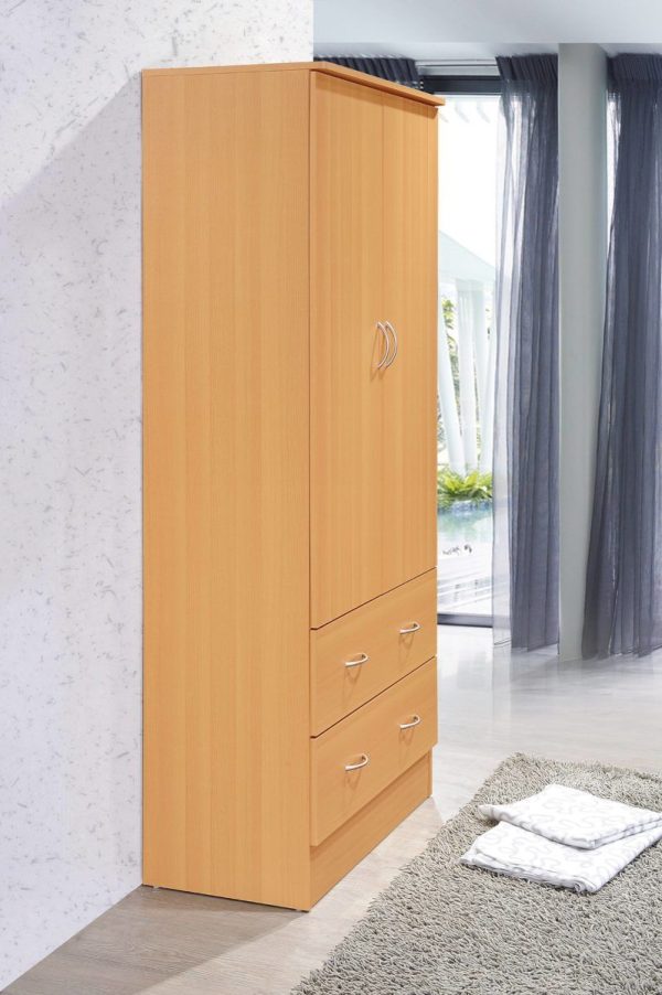 Hodedah Hodedah 2-Door Armoire With 2-Drawers And Clothing Rod