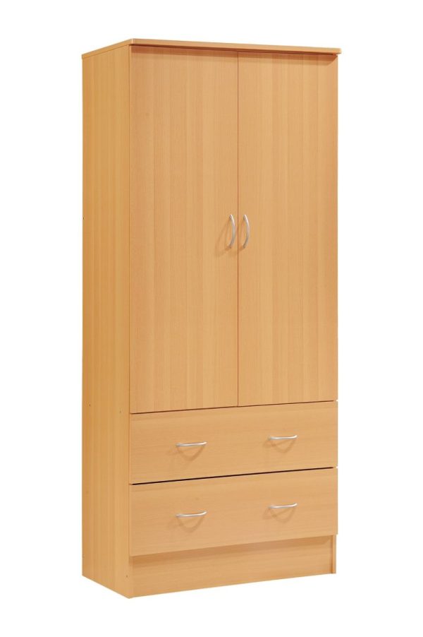 hodedah Hodedah 2-Door Armoire with 2-Drawers and Clothing Rod