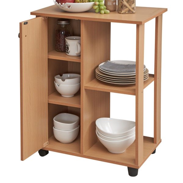 Hodedah Hodedah 23.6″ Wide Open Shelves And Cabinet Space Kitchen Cart