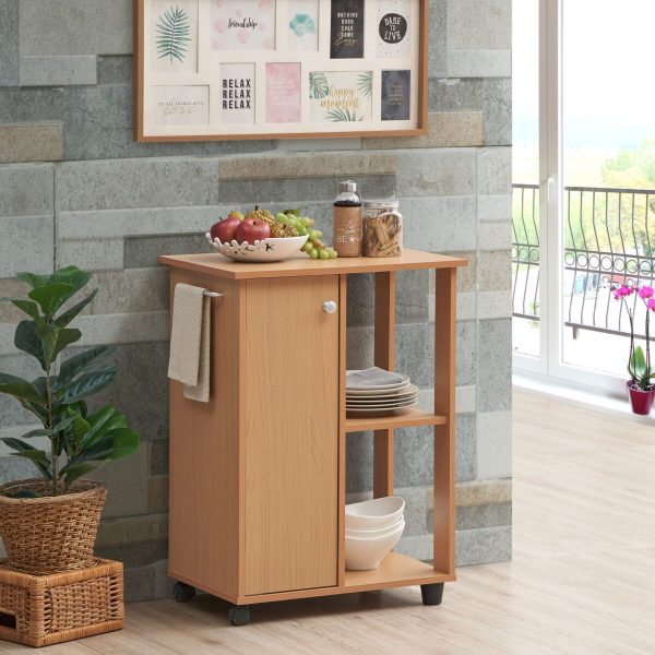 Hodedah Hodedah 23.6″ Wide Open Shelves And Cabinet Space Kitchen Cart