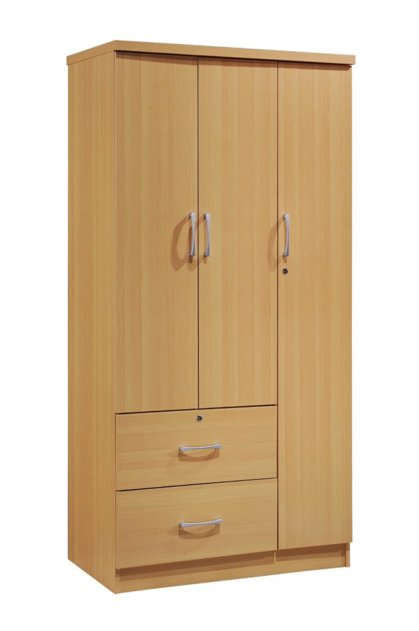 hodedah Hodedah 3-Door Armoire with 2-Drawers 3-Shelves