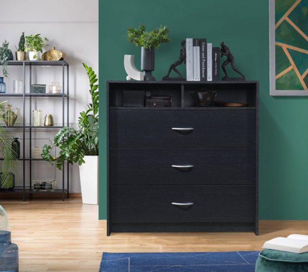 Hodedah Hodedah 3-Drawer Dresser With 1-Open Shelf 2 Compartments