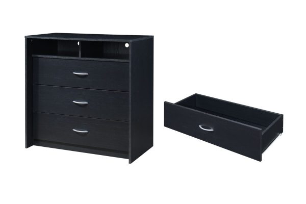 Hodedah Hodedah 3-Drawer Dresser With 1-Open Shelf 2 Compartments