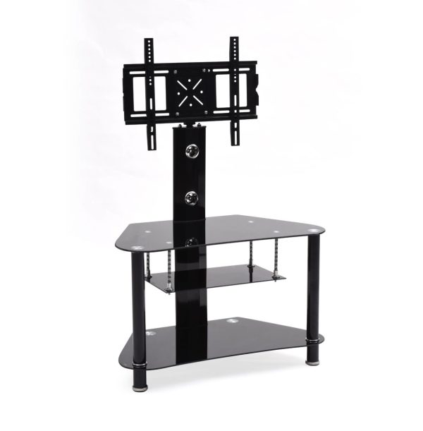 hodedah Hodedah 35.4″ Wide Glass TV Stand with Swiveling Mount