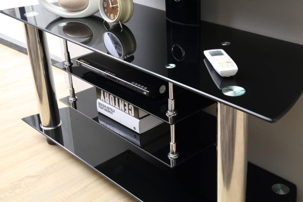 Hodedah Hodedah 47.2″ Wide Glass TV Stand With Swiveling Mount