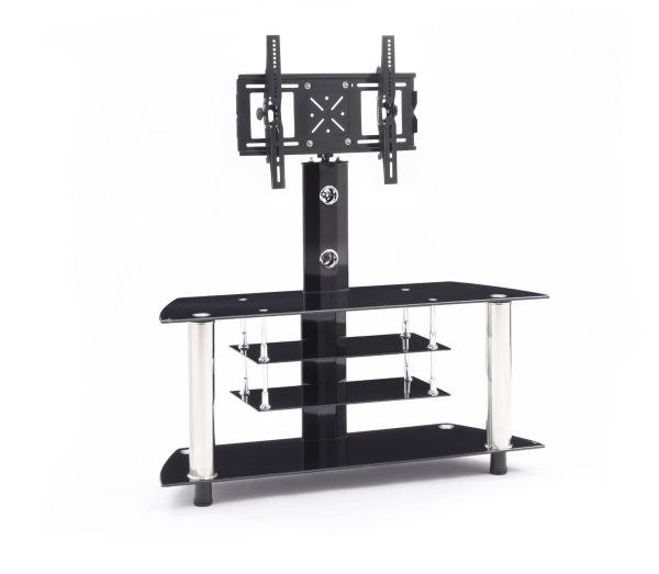hodedah Hodedah 47.2″ Wide Glass TV Stand with Swiveling Mount